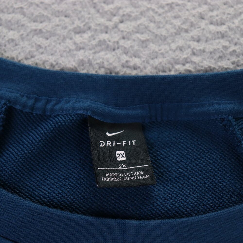 Nike Dry Cropped Sweatshirt Womens 2X Plus Blue LS Logo Center Swoosh DRI FIT - Picture 4 of 9